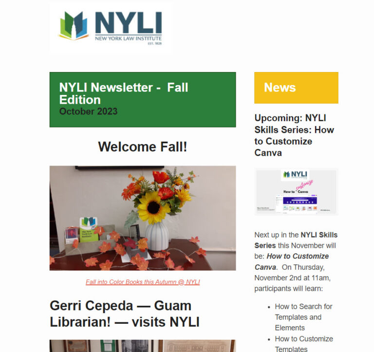 NYLI Newsletter – Fall 2023