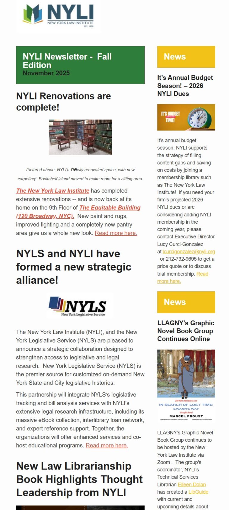 NYLI Newsletter Fall 2025