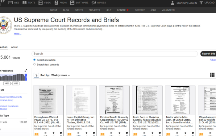 U.S. Supreme Court Records and Briefs Now Freely Available