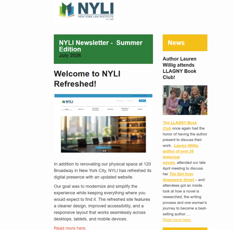 NYLI Newsletter Summer 2026
