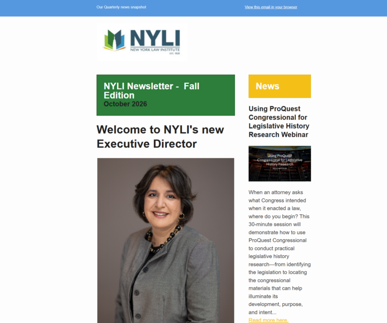 NYLI Newsletter Fall 2026